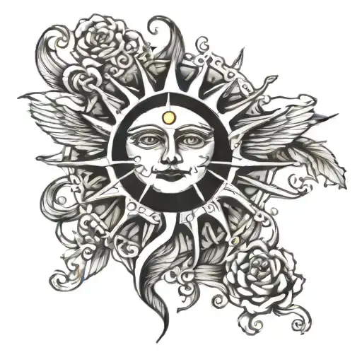 1993 and sun tattoo design idea