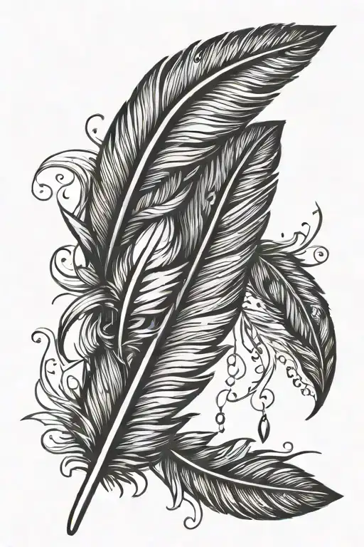 feathers hanging tattoo design idea