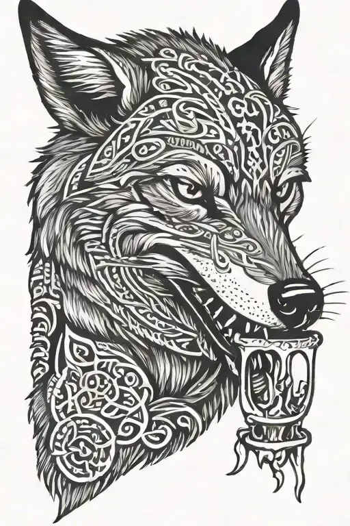 coyote chewing on a cigarette tattoo design idea