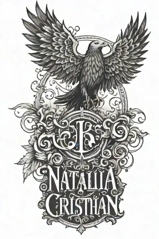 Create me a tattoo that says Natalia and Cristian and that the capital letters have gothic font tattoo design idea