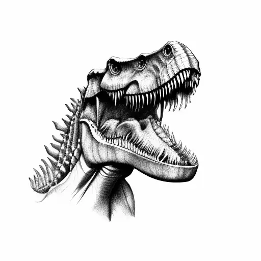 realistic trex skull profile tattoo design idea