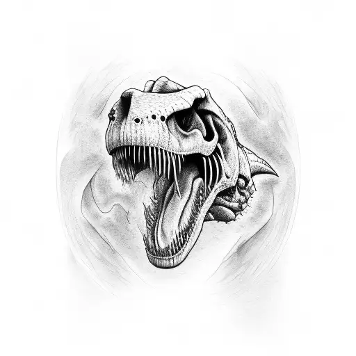trex skull profile tattoo design idea