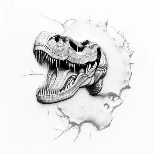 realistic trex skull profile tattoo design idea