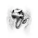 trex skull profile tattoo design idea
