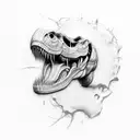 realistic trex skull profile tattoo design idea