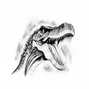 realistic trex skull profile tattoo design idea