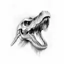 realistic trex skull profile tattoo design idea