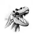 realistic trex skull profile tattoo design idea