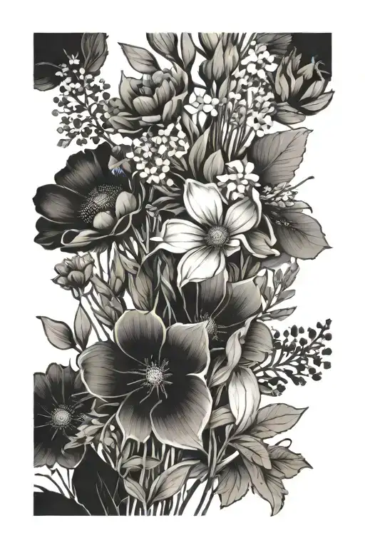 wildflower meadow arm sleeve tattoo tattoo design idea