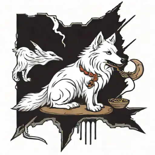 Samoyed enjoys eating a corpse tattoo design idea