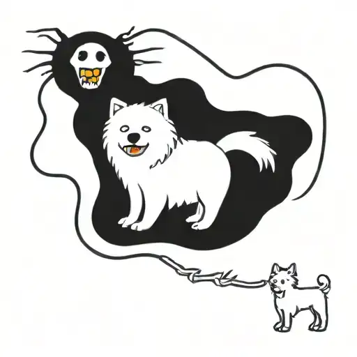 Samoyed enjoys eating a corpse tattoo design idea