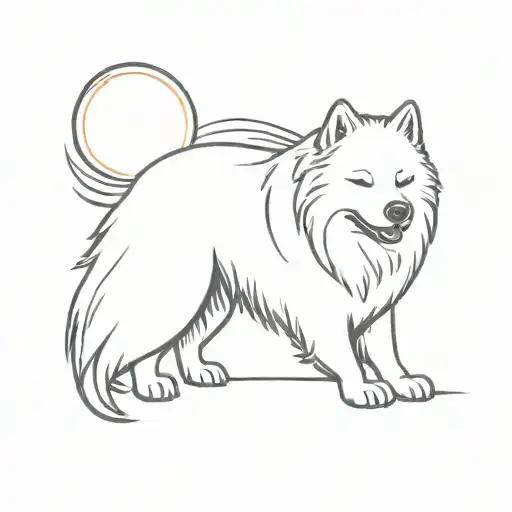 Samoyed enjoys eating a corpse tattoo design idea