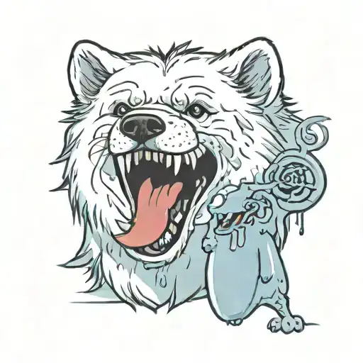 Samoyed enjoys eating a corpse tattoo design idea