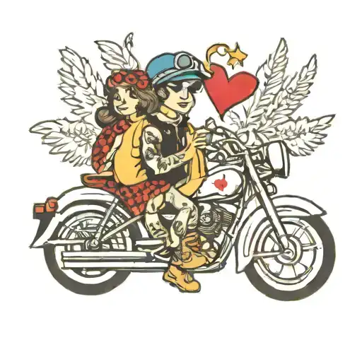 love peace children motorcycle tattoo design idea