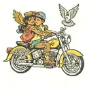 love peace children motorcycle tattoo design idea