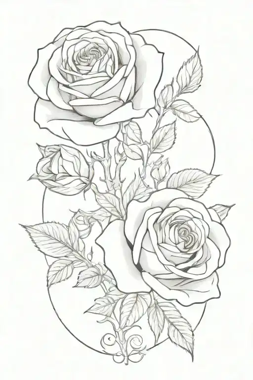 two  roses with names hidden within the design 'Hunter' and 'Hudson'  tattoo design idea
