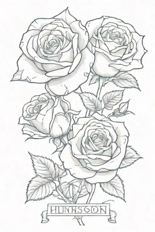 two roses with names hidden within the design 'Hunter' and 'Hudson'  tattoo design idea