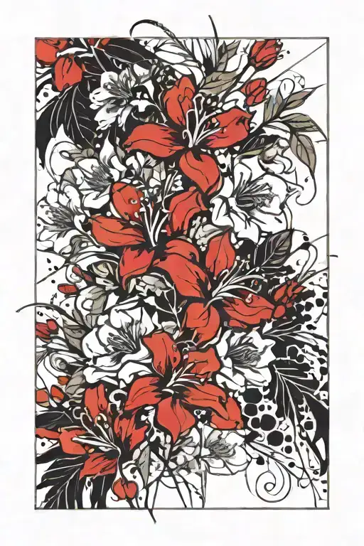 November, February, May, and September birth flower bouquet tattoo design idea