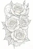 two roses with 'Hunter' and 'Hudson' hidden within the design tattoo design idea