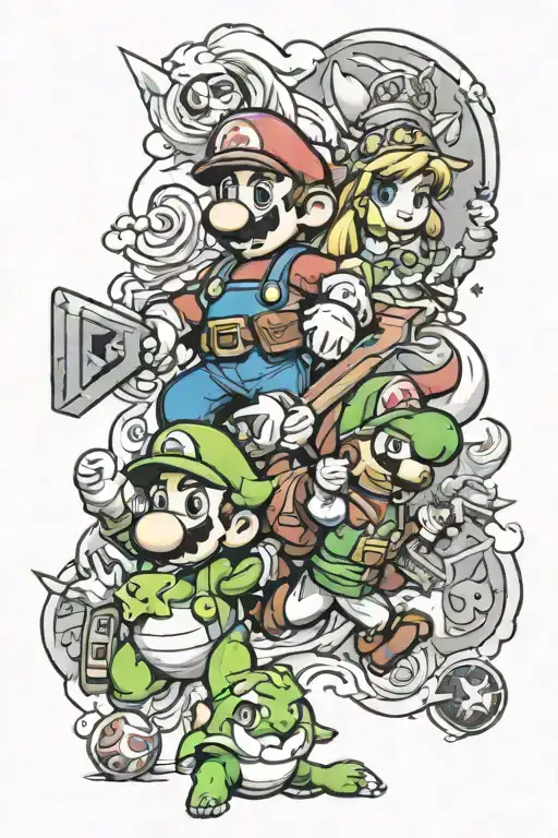 super Mario and zelda tattoo design idea