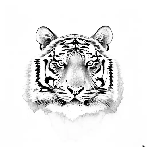 tiger on butterfly tattoo design idea