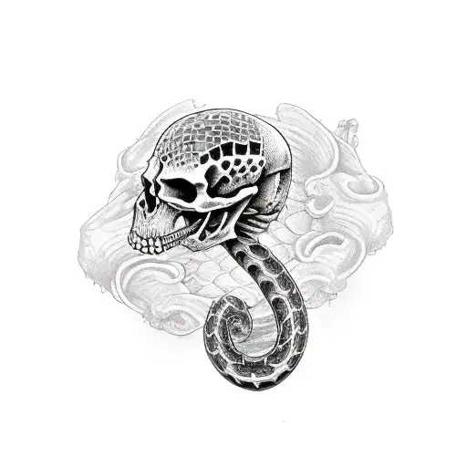 half skeleton snake tattoo from chest to shoulder and arm tattoo design idea