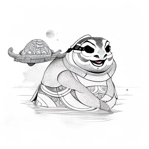 Sketch Wise Yogi Turtle Like Master Oogway Tattoo Idea Blackink Ai 