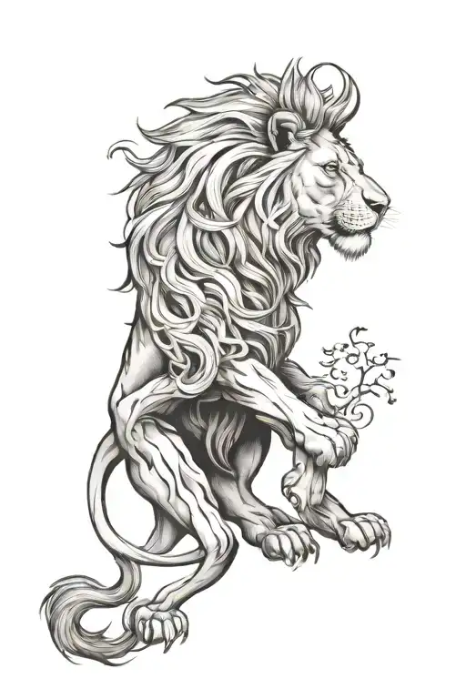 fierce standing lion tattoo design idea
