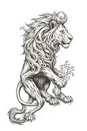 fierce standing lion tattoo design idea