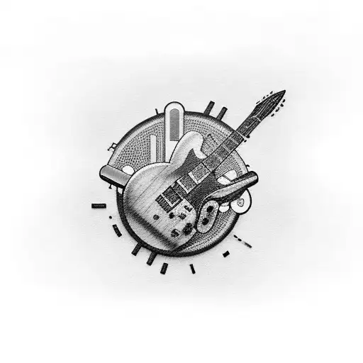 A black-grey tattoo of a cassette tape with music notes, representing your love for rock and pop music tattoo design idea