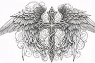 angel wings cross intertwined  tattoo design idea