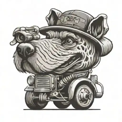 Grandpa dog truck driving tattoo design idea