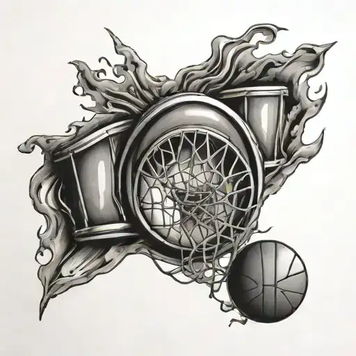 3D basketball in drum tattoo design idea