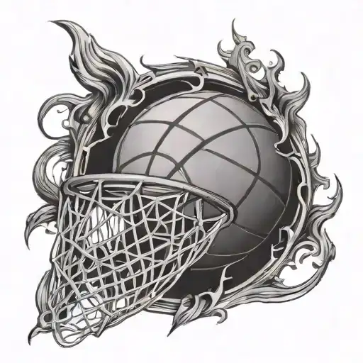 3D basketball in snaredrum tattoo design idea