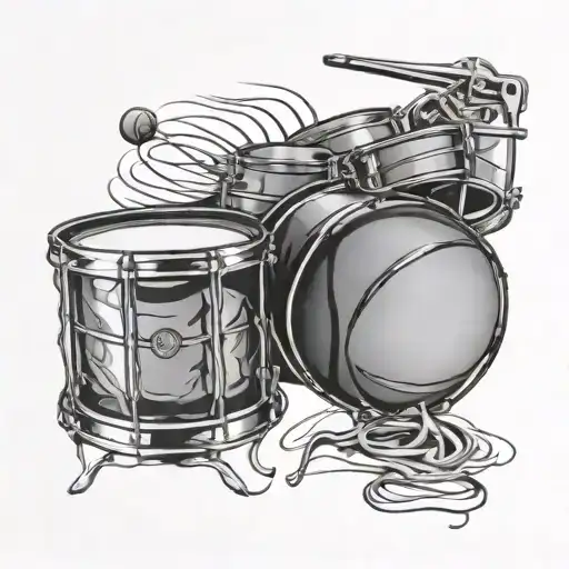 3D basketball in snare drum tattoo design idea