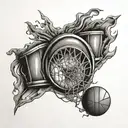 3D basketball in drum tattoo design idea