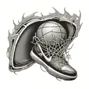 3D basketball in drum tattoo design idea