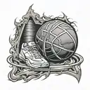 3D basketball in snaredrum tattoo design idea