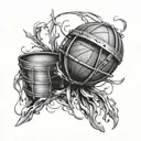 3D basketball in snare drum tattoo design idea