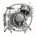 3D basketball in snare drum tattoo design idea
