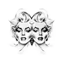 marylin monroe split face/ two face tattoo design idea