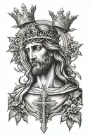 christ on cross with crown of briars tattoo design idea