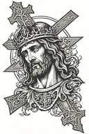 christ on cross with crown of briars tattoo design idea