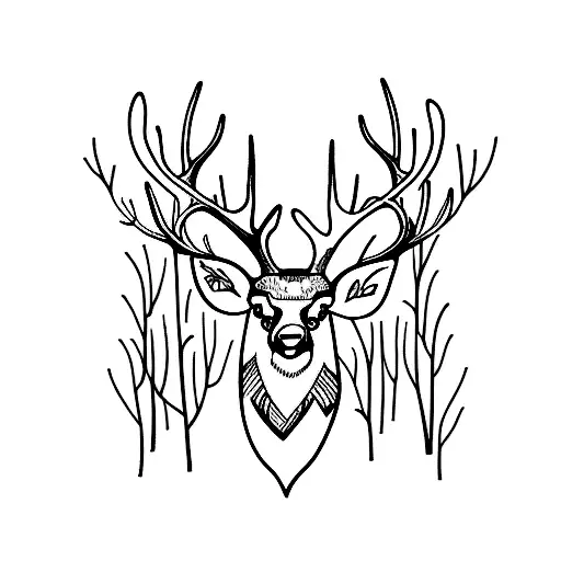 deer in the woods tattoo design idea