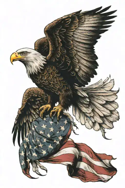 American flag and eagle flying tattoo design idea