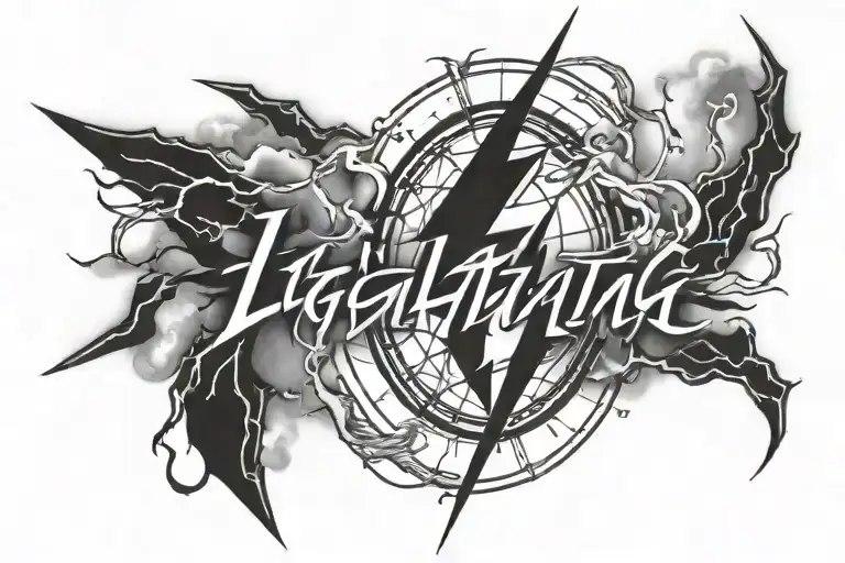 lightning tattoo with name and birth date tattoo design idea