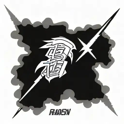 tatto of name Raiden with birth date April 30th, 2021 and lightning tattoo design idea