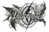 lightning tattoo with name and birth date tattoo design idea