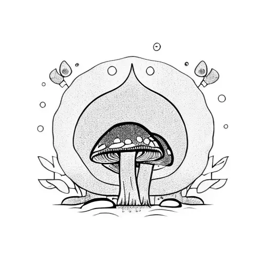 A serene Zen garden with mushroom-shaped rocks tattoo design idea