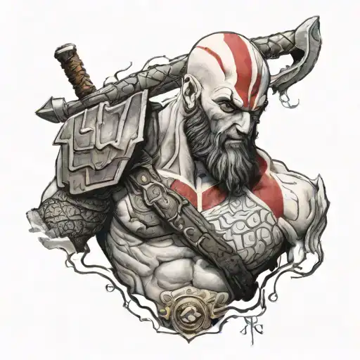 Kratos god of war ragnarok  tattoo design idea
